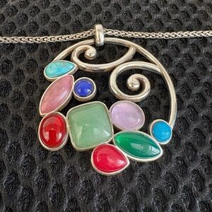 Brighton "Mother Earth" Multi-Stone Silver Tone Necklace